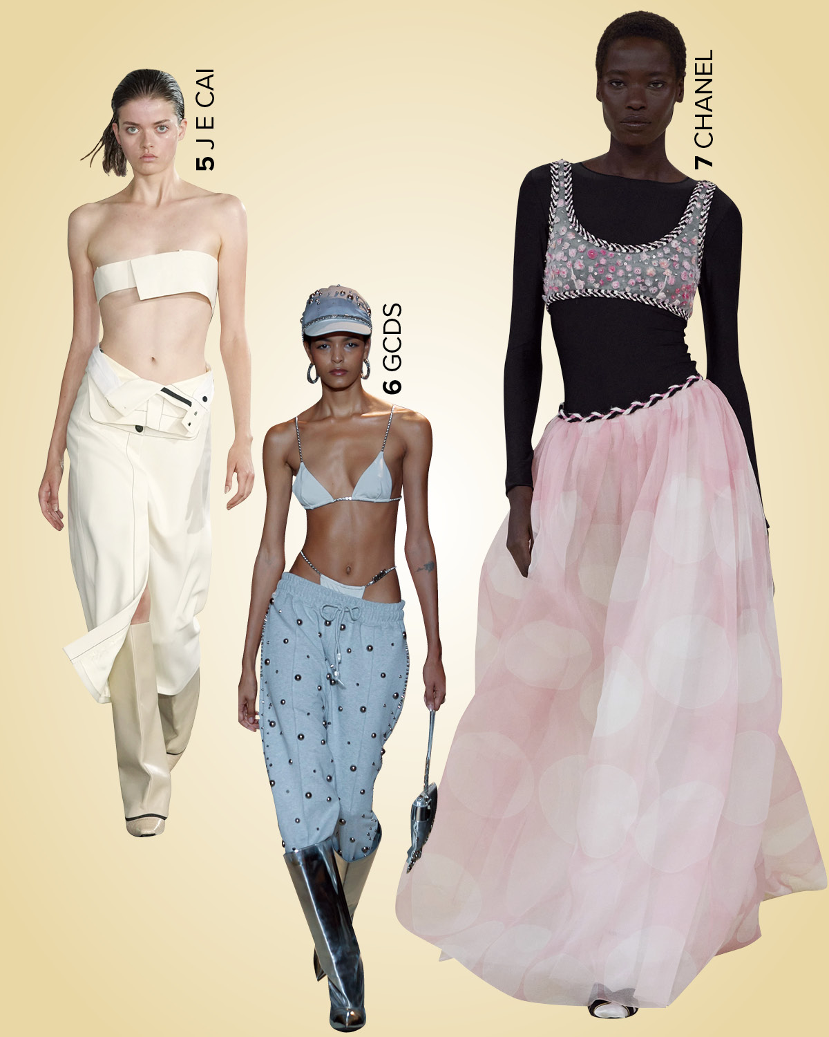 J E CAI,  GCDS, 샤넬의 브라톱