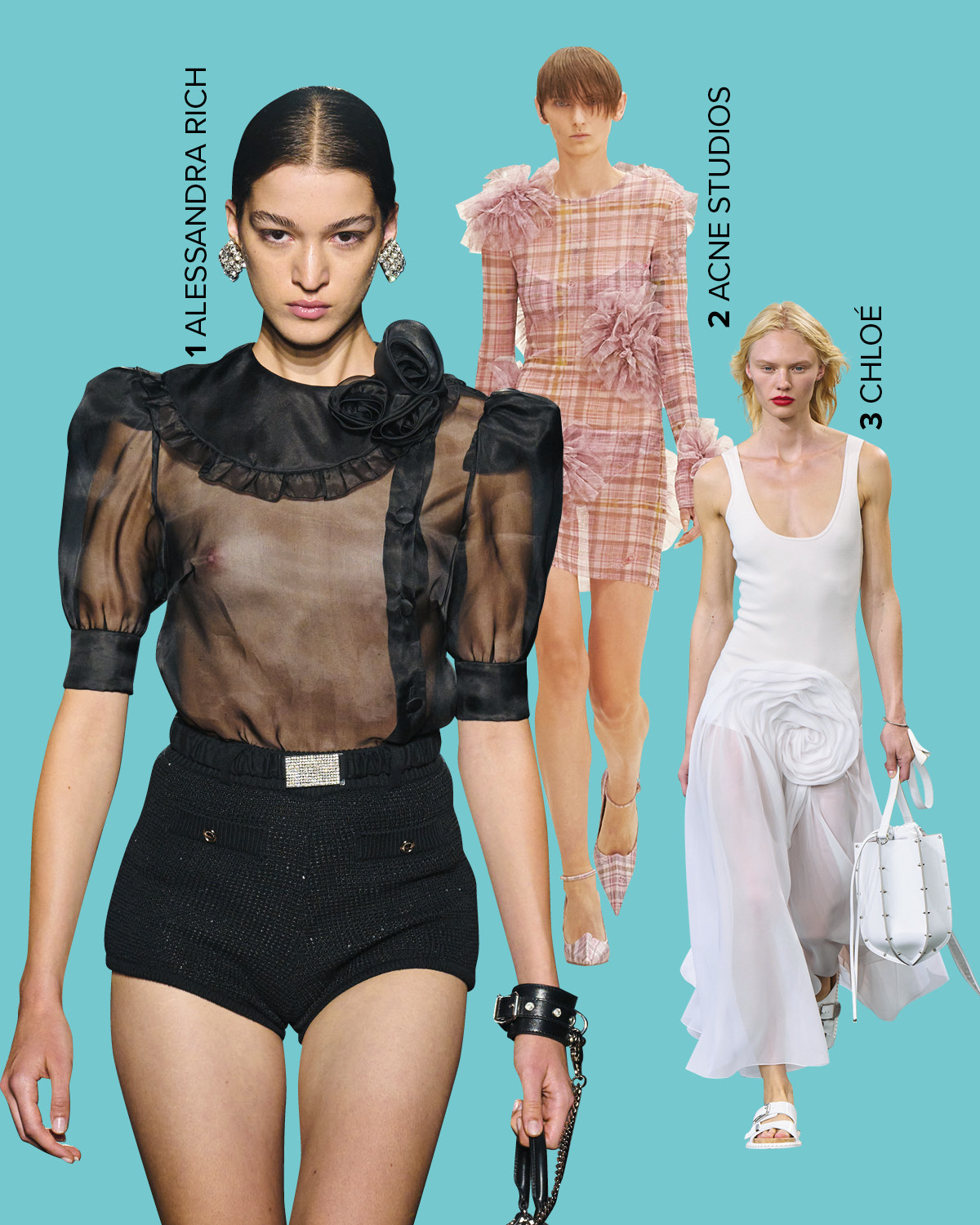 런웨이 속 시스루 드레스 스타일링