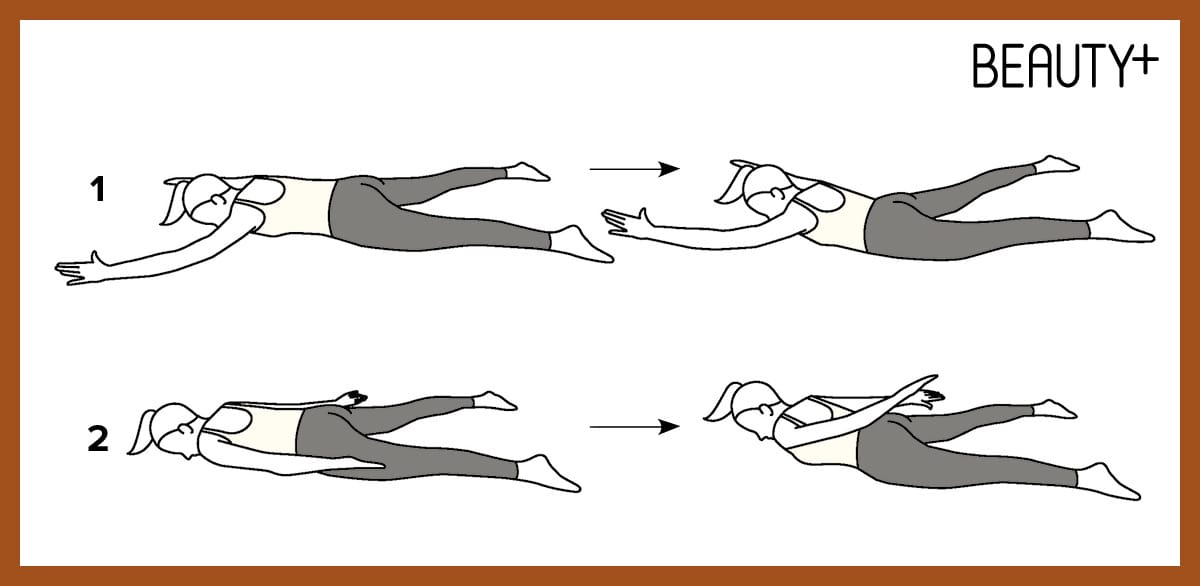 어깨 운동, 날개뼈 운동, 광배근 운동, 등 운동, 스트레칭, 척추 운동, 허리 운동