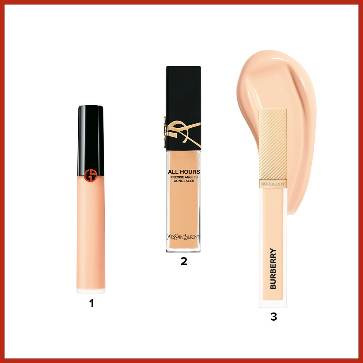 아르마니 뷰티 파워 패브릭+ 멀티 리터치 컨실러, 입생로랑 뷰티 올아워컨실러, 버버리 뷰티 비욘드웨어 퍼펙팅 컨실러