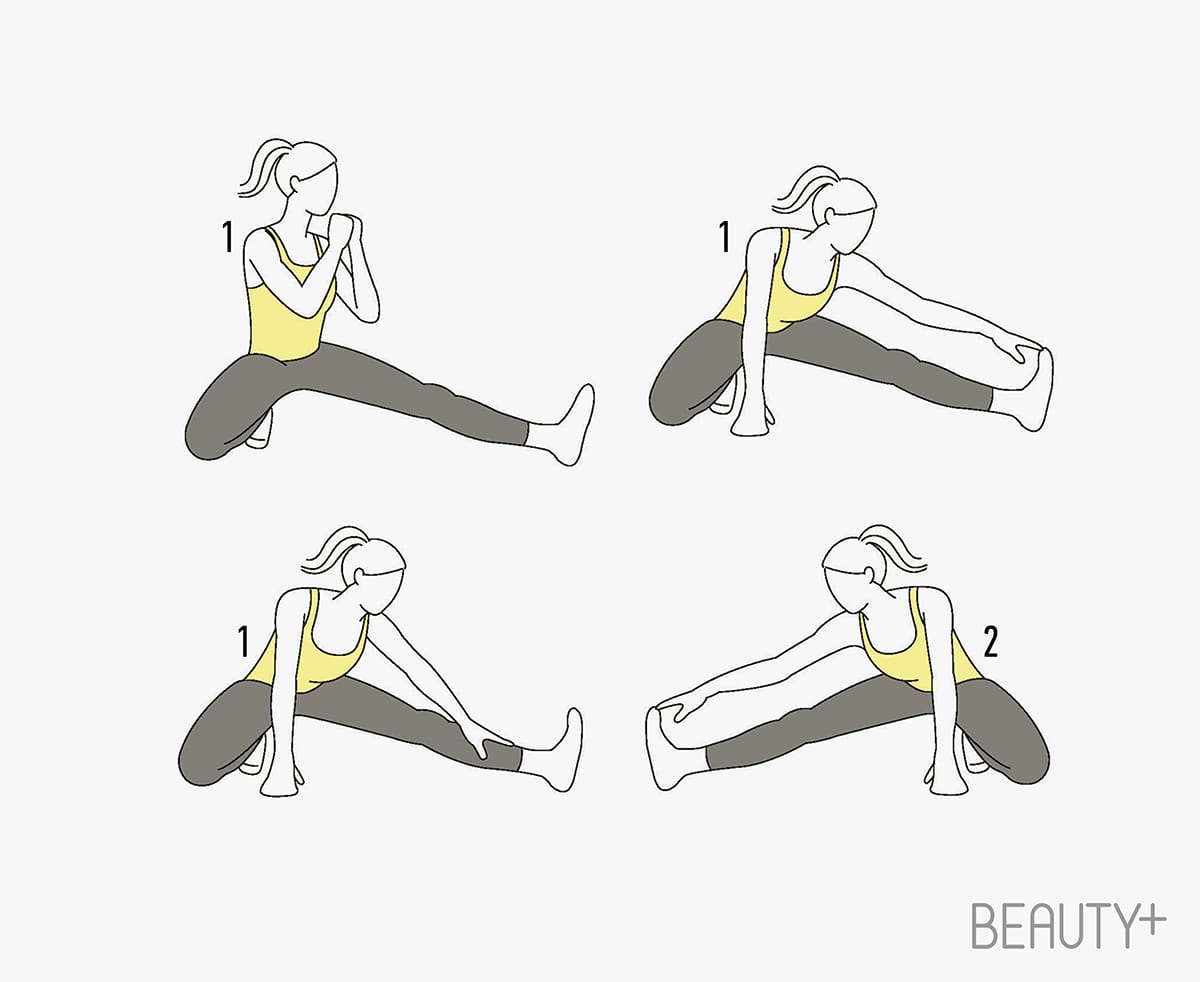 하체 운동, 스트레칭, 고관절 스트레칭, 근력 운동, 유산소 운동