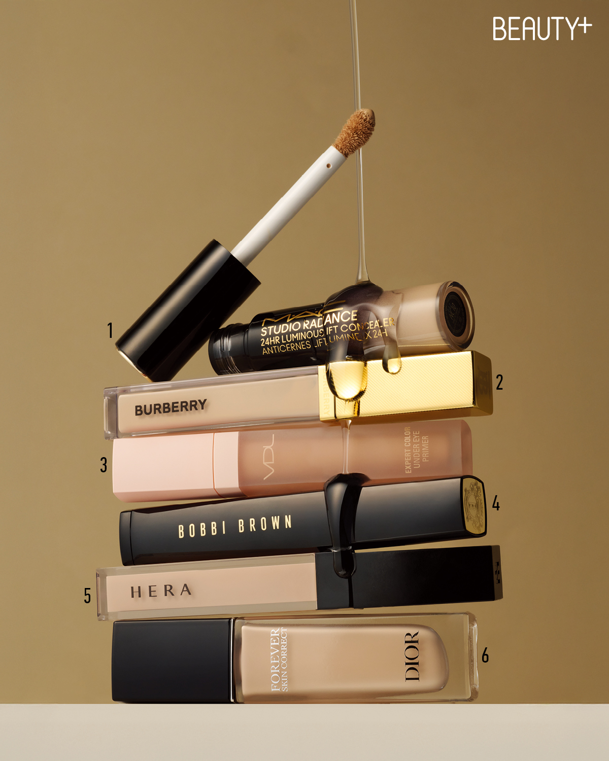 맥 스튜디오 래디언스 24아워 루미너스 리프트 컨실러, 버버리 뷰티 비욘드웨어 퍼펙팅 컨실러 20 페어 뉴트럴, VDL 엑스퍼트 컬러 언더아이 프라이머 01 샐먼, 바비브라운 인텐시브 세럼 컨실러, 헤라 크리미 커버 컨실러, 디올 뷰티 디올 포에버 스킨 코렉트 0,5N 