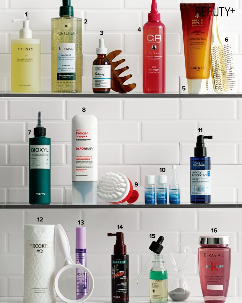 헤어케어 추천 제품, 베이지크 보태니컬 리커버리 카페인 샴푸, 르네휘테르 트리파직 앰플 샴푸, 디오디너리 멀티-펩타이드 세럼 포 헤어 덴시티, 닥터그루트 클리니컬 릴리프 10초 워터 스케일러, 겔랑 아베이 로얄 스칼프&헤어 더블 R 래디언스 & 리페어 마스크, 겔랑 아베이 로얄 스칼프 & 헤어 케어 브러쉬, 마녀공장 바이옥실 안티 헤어로스 트리트먼트, 닥터포헤어 폴리젠 샴푸, 닥터포헤어 스칼프 엑스폴리에이터 샴푸 브러쉬, 레브론 프로페셔널 익스피리언스 덴시 프로 SOS 덴시파잉 로션,  레브론 프로페셔널 익스피리언스 덴시 프로 SOS 덴시파잉 로션, 데코르테 AQ 리페어 스무스 샴푸, 닥터그루트 아쿠아 PDRN 헤어라인 부스터샷, 클로란 퀴닌 두피 안티에이징 세럼, 록시땅 탄탄 뿌리 세럼, 케라스타즈 방 제네시스 오리지널 새싹 샴푸