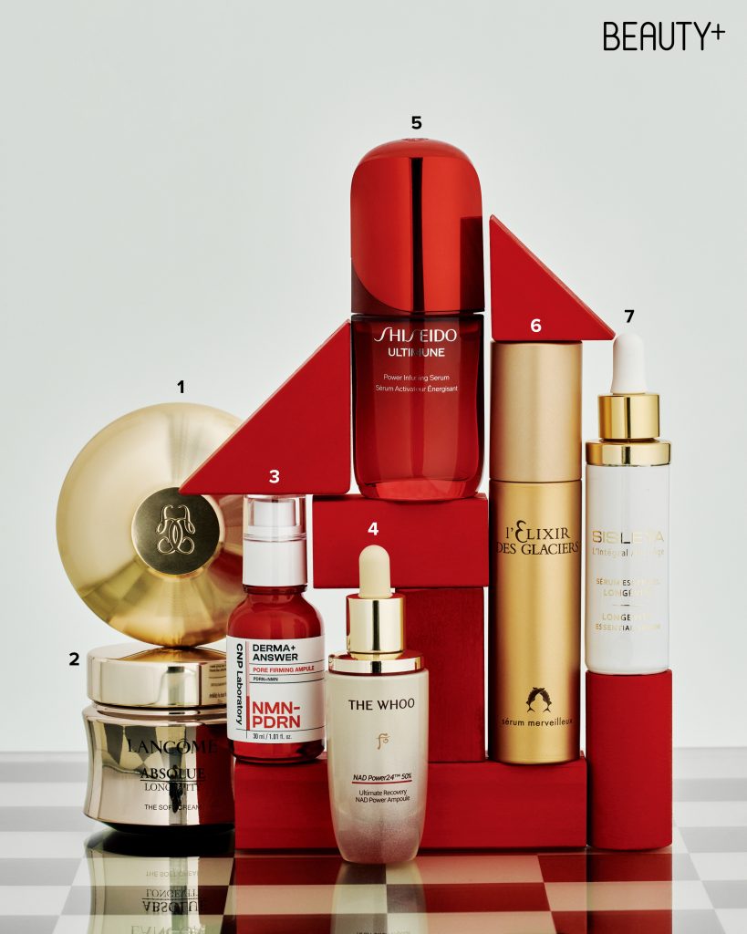 롱제비티 포뮬러의 스킨케어 제품
겔랑 오키드 임페리얼 라 크렘므 드 롱제비트 익셉셔널 컴플리트 롱제비티 케어 크림 , 랑콤 압솔뤼 롱지비티 더 소프트 크림 , CNP 더마앤서 포어 퍼밍 앰플 , 더후 비첩 자생 NAD 파워 앰풀 , 시세이도 얼티뮨 세럼 , 발몽 세럼 메르베이유 , 시슬리 시슬리아 랭테그랄 앙티-아쥬 롱제비티 에센셜 세럼 