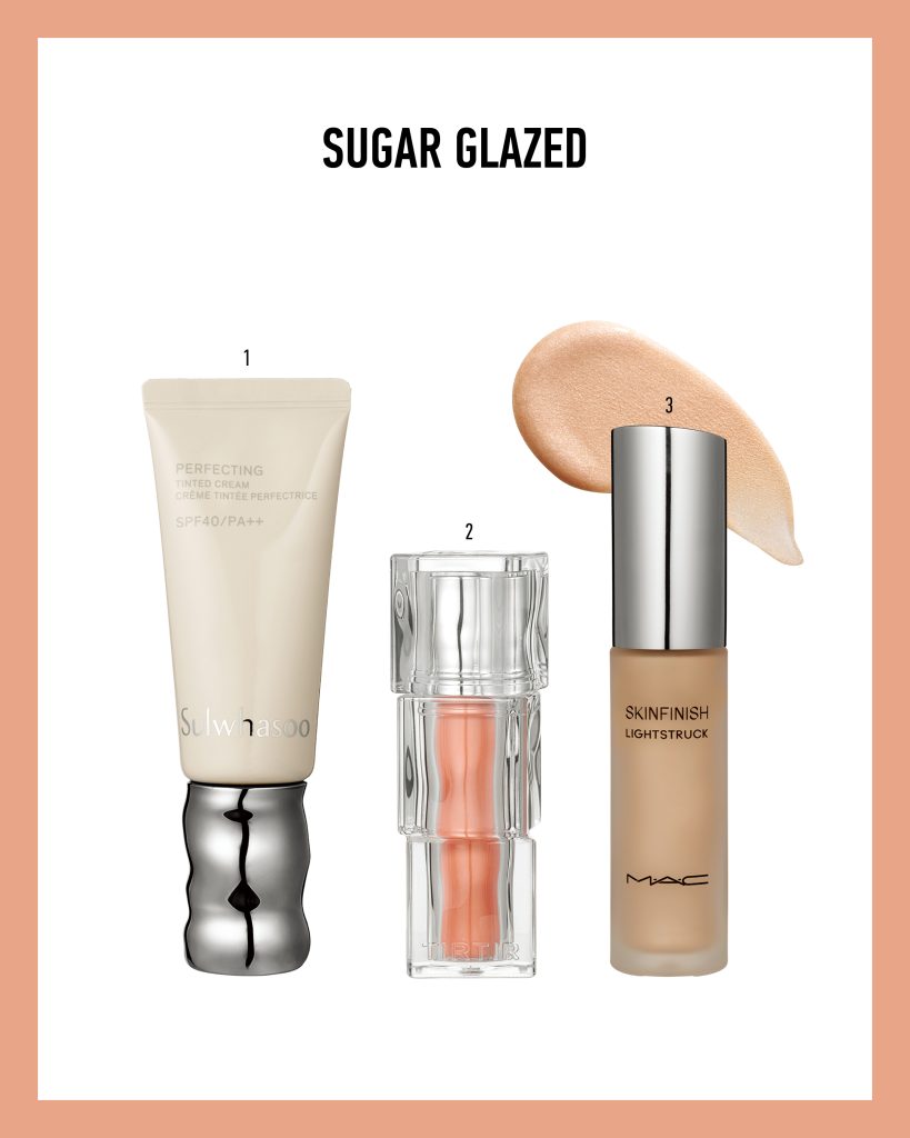 설화수 퍼펙팅 틴티드 크림 , 티르티르 워터리즘 글로우 미니 틴트 #09 살몬 시럽 , 맥 스킨피니쉬 라이트스트럭 리퀴드 하이라이터 #라이츠카페이드