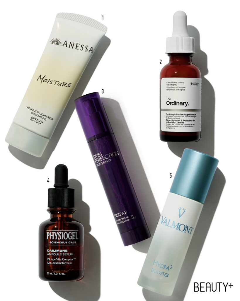 아넷사 퍼펙트 유브이 선스크린 스킨케어 젤 엔비 SPF50+/PA++++ , 디오디너리 멀티-안티옥시던트 래디언스 세럼  , 스위스퍼펙션 밸런싱 워터 , 피지오겔 사이언수티컬즈 데일리뮨 앰플  , 발몽 하이드라3 부스터 